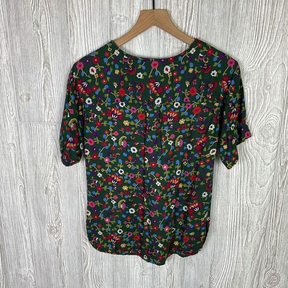 Vintage Rafferty Women's Outfit Set Short Sleeve Top Small, Skirt 7/8 Floral Gre - Picture 9 of 12